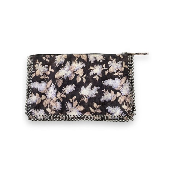 Zimmermann Handbags - Zimmermann Black & Lavendar Floral XL Clutch Handbag